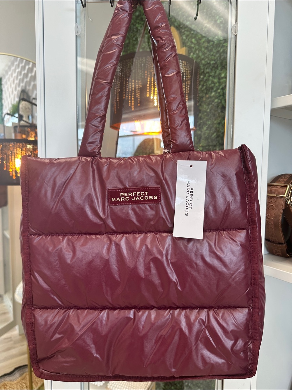 Marc Jacobs Burgundy Quilted Puffer Tote